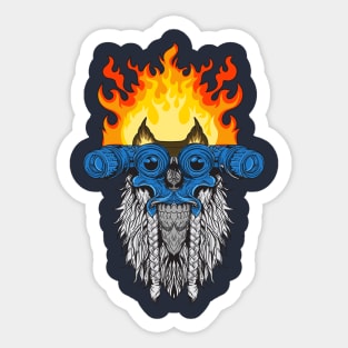 old skull head fire Sticker